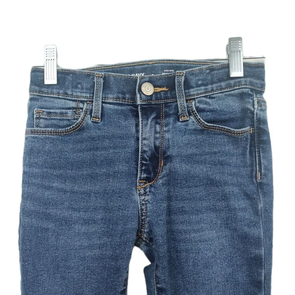 Old Navy High-Rise‎ Rockstar Jeggings, girls size 8, medium wash blue VGC
